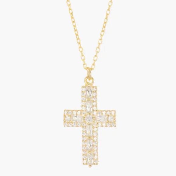 Argento Vivo Cubic Zirconia Cross Pendant Necklace - Picture 1 of 8